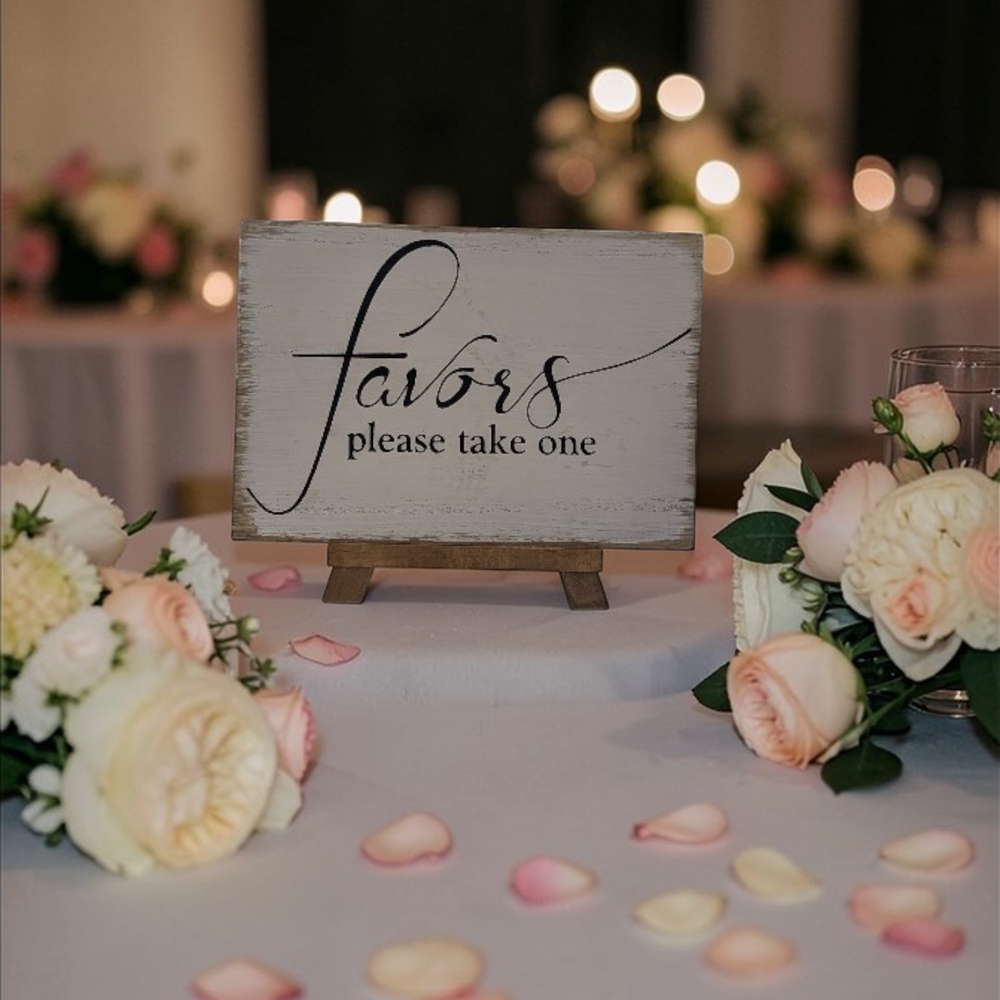Rustic White 'Favors Please Take One' Wedding Sign
